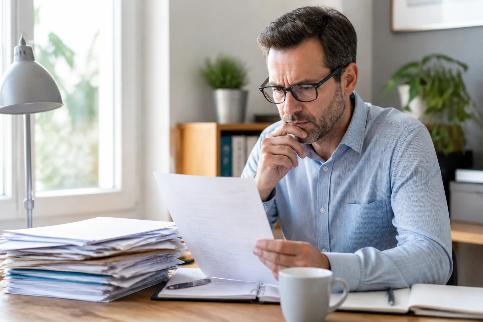Personne consultant des documents administratifs liés à une liquidation judiciaire pendant un arrêt maladie